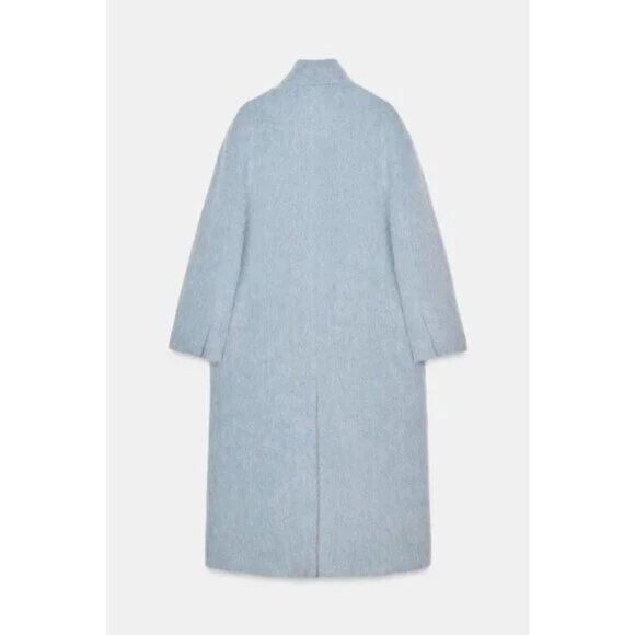 NWT ZARA BLUE STRAIGHT COAT WITH MANTECO WOOL ZW COLLECTION - Picture 4 of 7